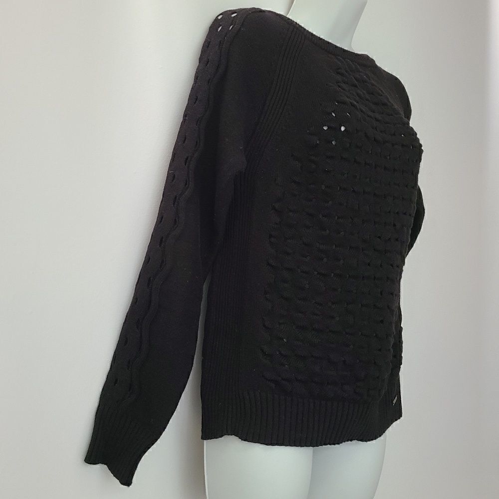 Tory Burch Black Basket Knit Sweater S - Picture 2 of 8